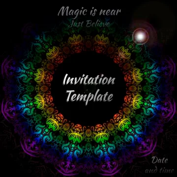 Invitation template with pattern in rainbow color Stock-Illustration