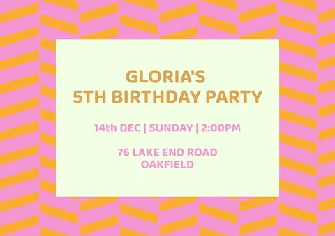 Invitation template, vibrant zigzag background, conveys celebration and Stock Photos