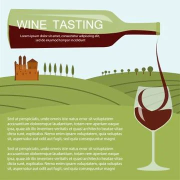 Invitation template for wine testing, event or party. Stock Illustration