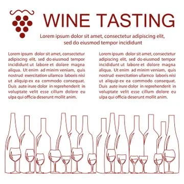 Invitation template for wine testing, event or party. Stock Illustration
