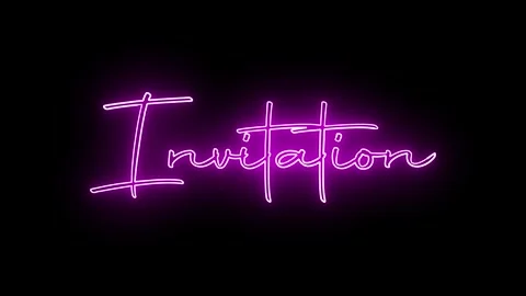 'Invitation' text animation with neon glow line. Stock Footage 282576946