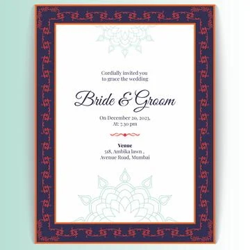 Invitation wedding card design vector template Stock Illustration