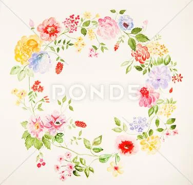 Invitation. Wedding or birthday card. Watercolor background with flowers Stock Illustration
