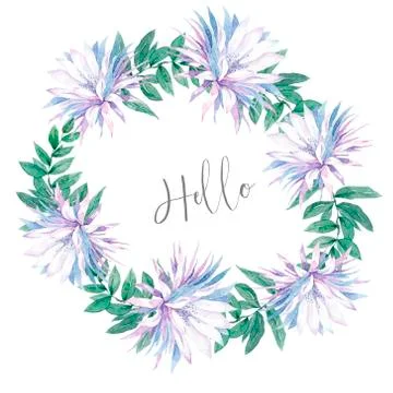 Invitation. Wedding or birthday card. Floral frame. Watercolor background wit Stock Illustration