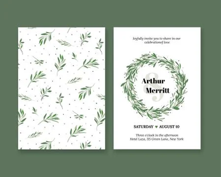 Invitation to the wedding with plant pattern Stock Illustration