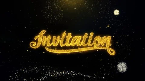 Invitation Written Gold Particles Exploding Fireworks Display 스톡 동영상 106918436
