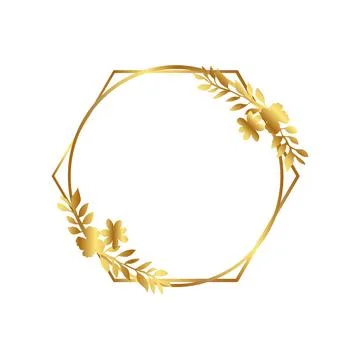 Invitations Wedding circle frame with luxury gold floral element Stock Illustration