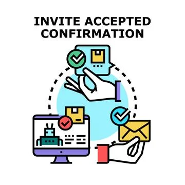Invite accepted confirmation process sending email notification Ilustração Stock