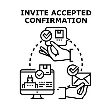 Invite accepted confirmation process sending email notification Stock Illustration