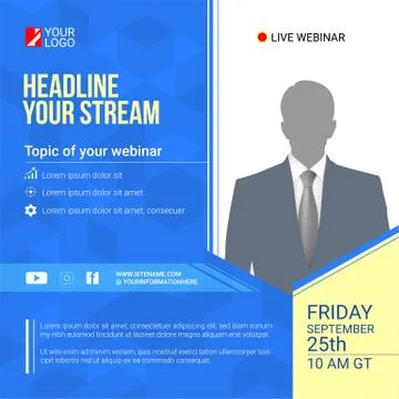 Invite for announcements of live webinars. Vector mockup up for business Stock Illustration