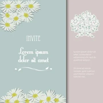 Invite with flowers and sample text Stock Illustration