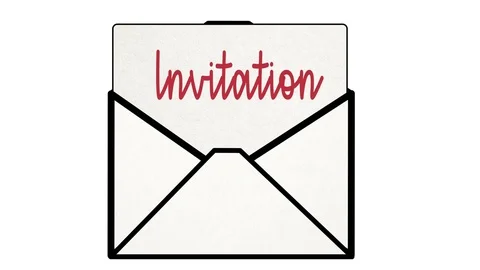 Invite Letter coming out of envelope with invitation on it Video stock 77240004