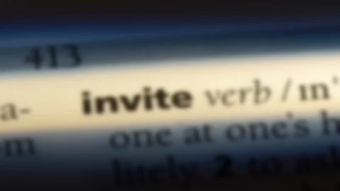 Invite word in a dictionary. Stock Footage 99561573