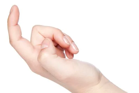 Inviting gesture, a hand on a white background Foto stock