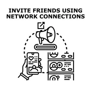 Inviting new community members through digital network connections Stock Illustration