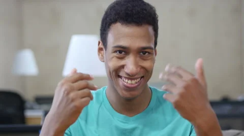 Inviting, Offering to Join Young Black Man Gesture Stock-Footage 67333588