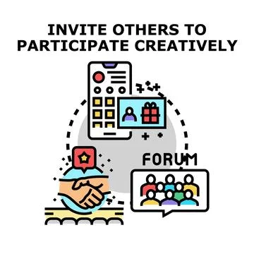Inviting people to creative participation and online collaboration Stock Illustration
