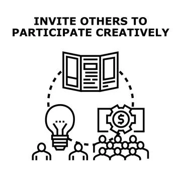 Inviting people joining creative idea development and collaboration Stock Illustration
