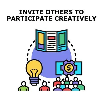 Inviting people joining creative idea development and collaboration Stock Illustration