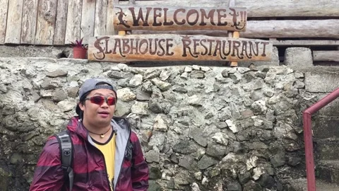 Inviting to a Restaurant Stock Footage 142185801