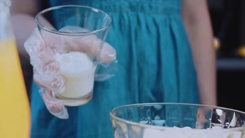 Inviting textured food view: mixing a creamy potato salad dressing Stock Footage 342197935