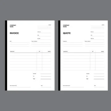 Invoice and Quote Blank Form Templates Stock Illustration