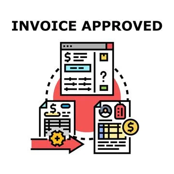 Invoice approval process on digital application concept Stock Illustration