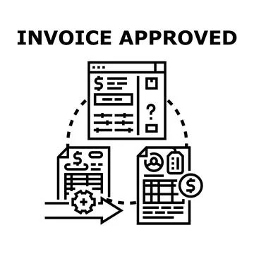 Invoice approval process on digital application concept Stock Illustration