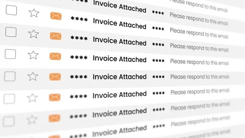 Invoice Attached email notification scrolling list animation Stock Footage 321478217