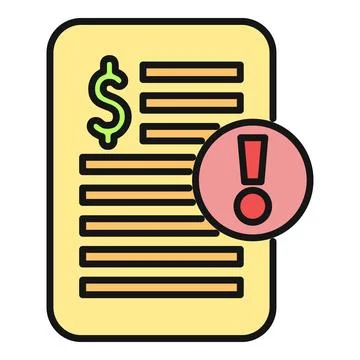 Invoice bill document showing financial warning debt Stock Illustration