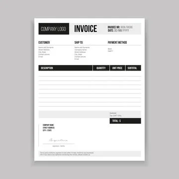 Invoice business paper template vector Stock Illustration