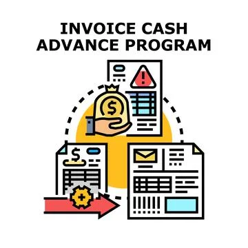 Invoice cash advance program financial process illustration Stock Illustration