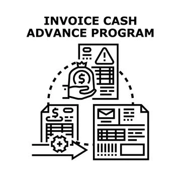 Invoice cash advance program financial process illustration Stock Illustration