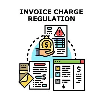 Invoice charge regulation with financial document management Stock Illustration