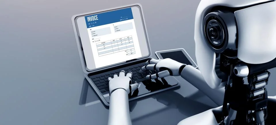 Invoice on computer screen from accounting application. Snugly. Stock Illustration