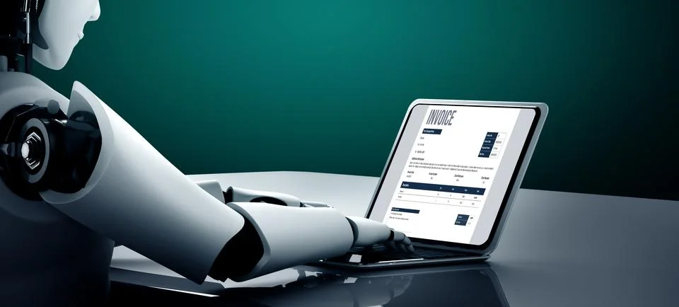 Invoice on computer screen from accounting application. Snugly. Stockillustratie