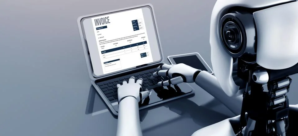 Invoice on computer screen from accounting application. Snugly. 스톡 일러스트