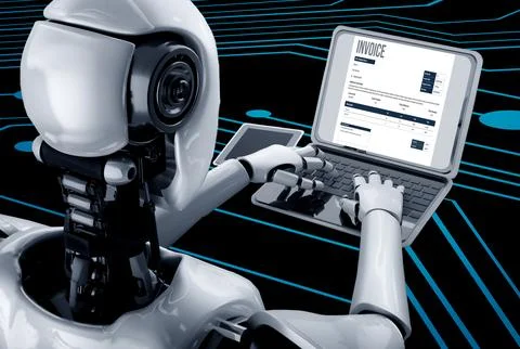 Invoice on computer screen from accounting application. Snugly. 스톡 일러스트