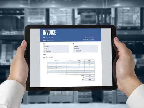 Invoice on computer screen from accounting application. Snugly. 写真素材