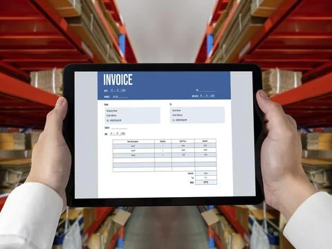 Invoice on computer screen from accounting application. Snugly. 写真素材