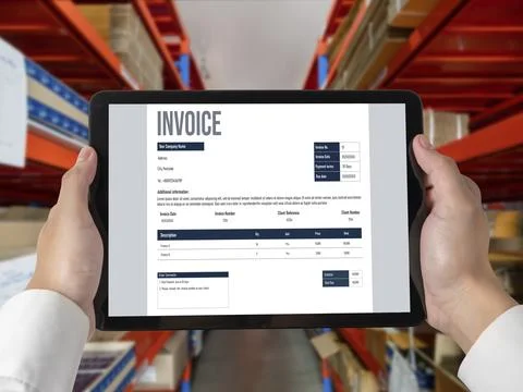 Invoice on computer screen from accounting application. Snugly. 写真素材