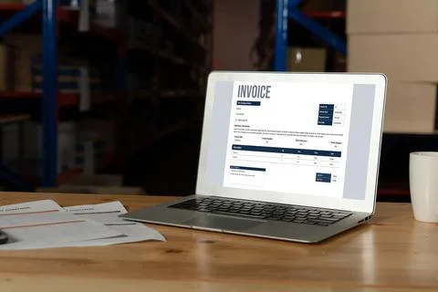 Invoice on computer screen from accounting application. Snugly. 写真素材