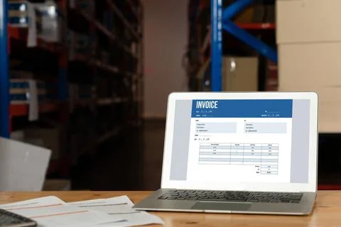 Invoice on computer screen from accounting application. Snugly. 写真素材