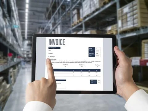 Invoice on computer screen from accounting application. Snugly. 写真素材
