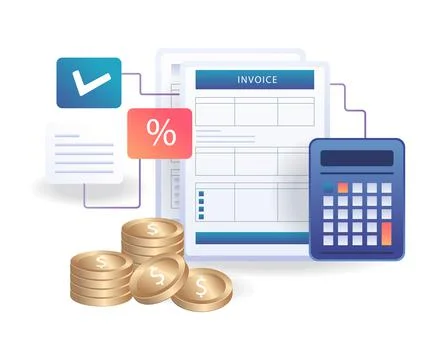 Invoice data report in isometric illustration Stock Illustration