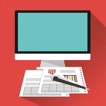 Invoice document and computer design Illustrazione stock