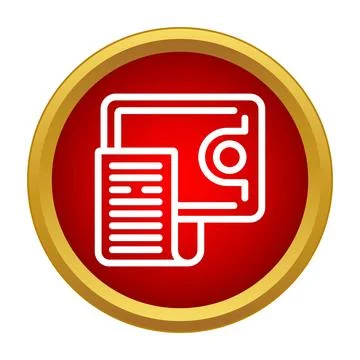 Invoice document and credit card icon on red button Stock Illustration