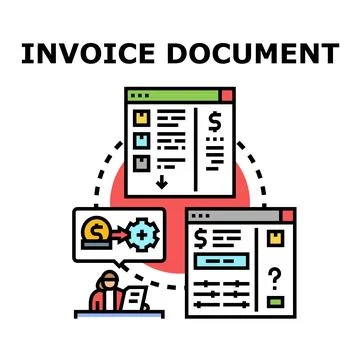 Invoice document calculating financial transaction and billing process Stock Illustration