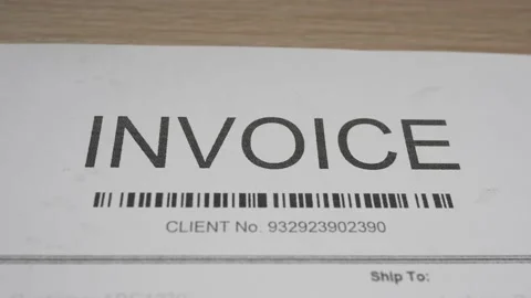 Invoice Document Closeup Panning Stockbeeldmateriaal 152854472