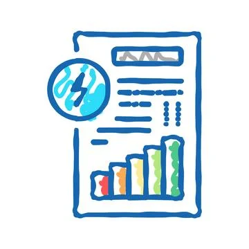 Invoice document of energy saving icon doodle illustration Stock Illustration